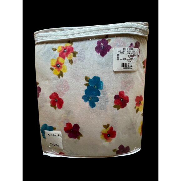 New (Old Stock) Jersey Knit Fun Floral Twin Sheets - Picture 1 of 5